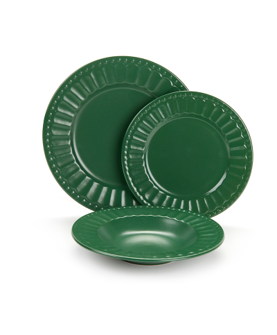 Set di piatti da 18 pezzi verde bosco